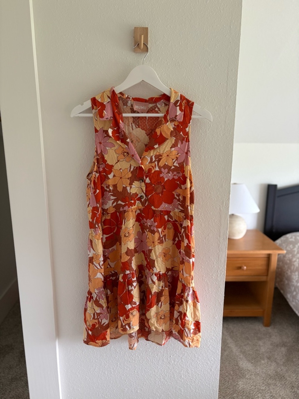 Show Me Your Mumu Orange Pink Cream Floral Tiered Dress - Picture 2 of 11
